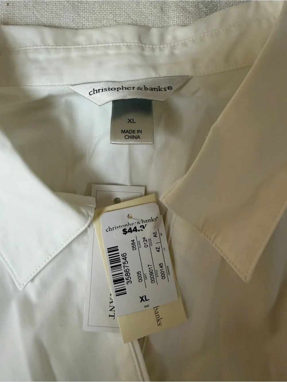 4/$20 Christopher & Banks White 3/4 Sleeve Button Shirt